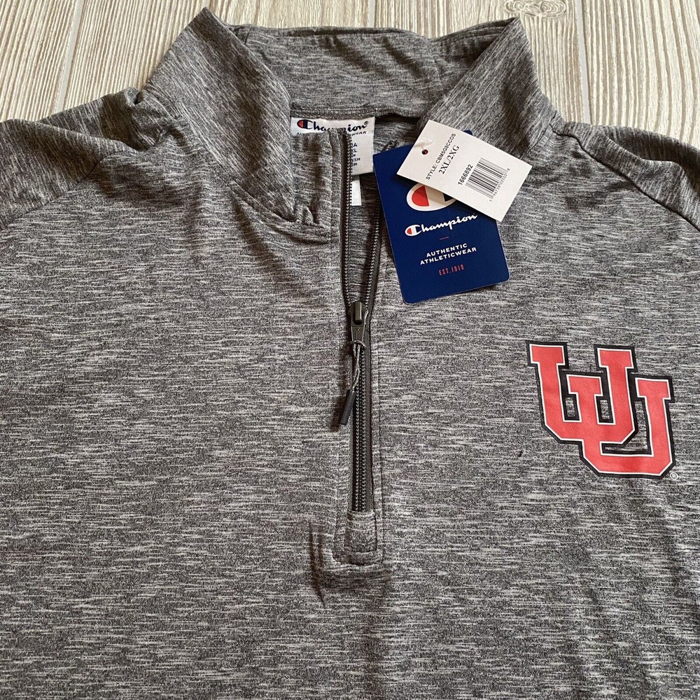 Champion Utah Utes Logo 1/4 Zip Pullover Men’s XXL Gray Lightweight NWT